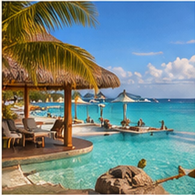 Tropical luxury resort and turquoise water