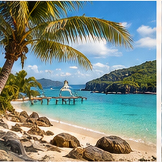 Beautiful tropical beach and island shoreline